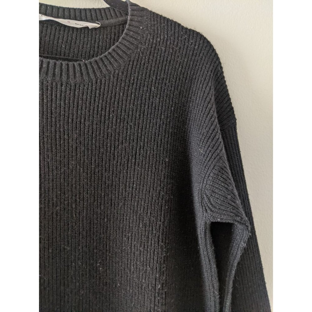Athleta Bell Sleeve Wool Cashmere Knit Sweater M Crew Neck Pullover Black - Picture 3 of 10